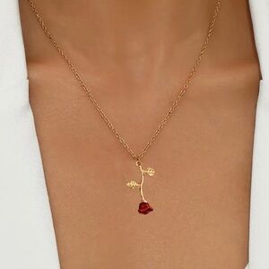 Gold Rose Pendant Necklace